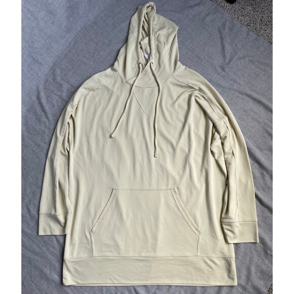 Fabletics Oversized Hooded Tunic Sweatshirt Cream Pale Yellow Women's Size L - Picture 3 of 9